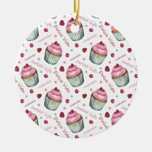 Waterverf cupcakes keramisch ornament (Voorkant)