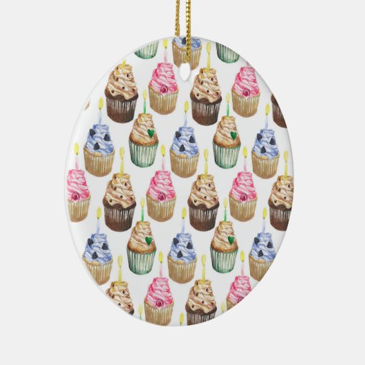 Waterverf cupcakes keramisch ornament (Rechts)