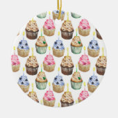 Waterverf cupcakes keramisch ornament (Voorkant)