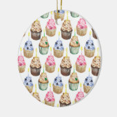 Waterverf cupcakes keramisch ornament (Links)