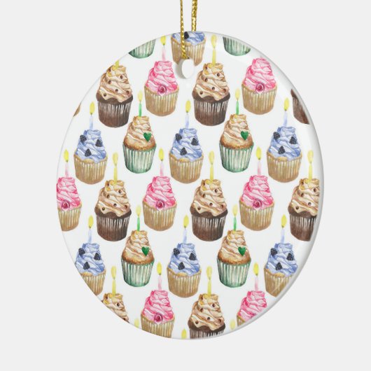 Waterverf cupcakes keramisch ornament (Links)