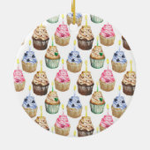 Waterverf cupcakes keramisch ornament (Achterkant)