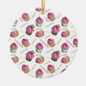 Waterverf cupcakes keramisch ornament (Voorkant)