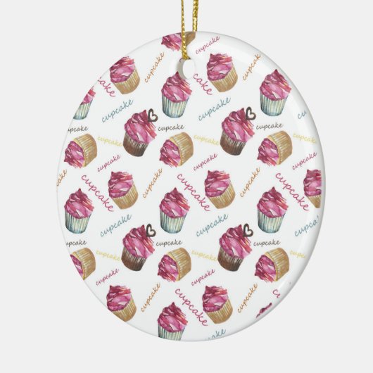 Waterverf cupcakes keramisch ornament (Links)