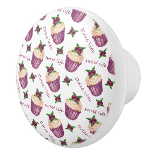 Waterverf cupcakes keramische knop (Rechts)