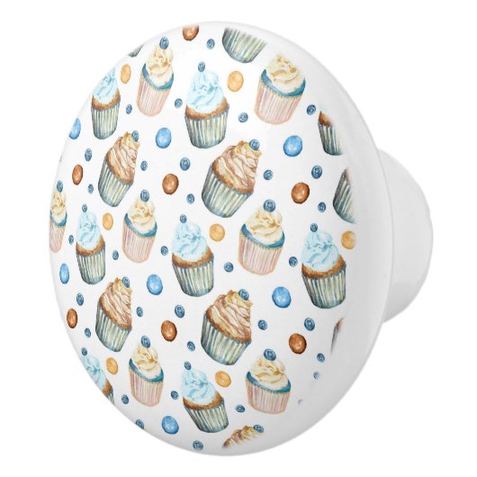 Waterverf cupcakes keramische knop (Rechts)