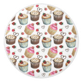 Waterverf cupcakes keramische knop (Voorkant)