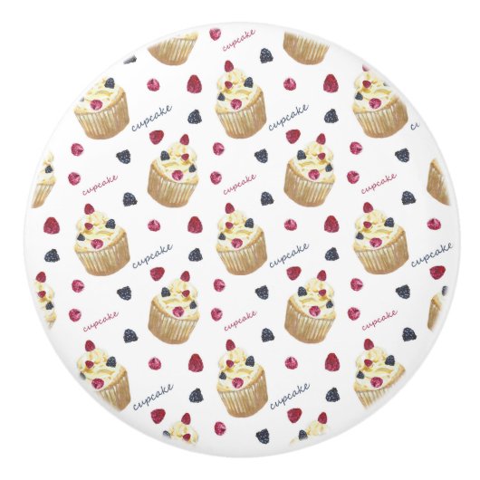 Waterverf cupcakes keramische knop (Voorkant)