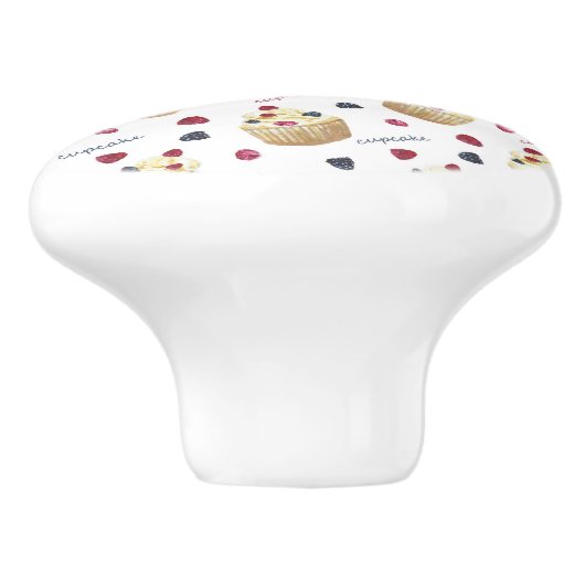 Waterverf cupcakes keramische knop (Zijkant)