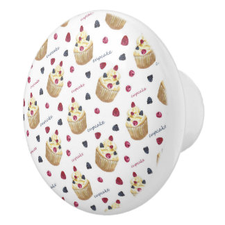 Waterverf cupcakes keramische knop