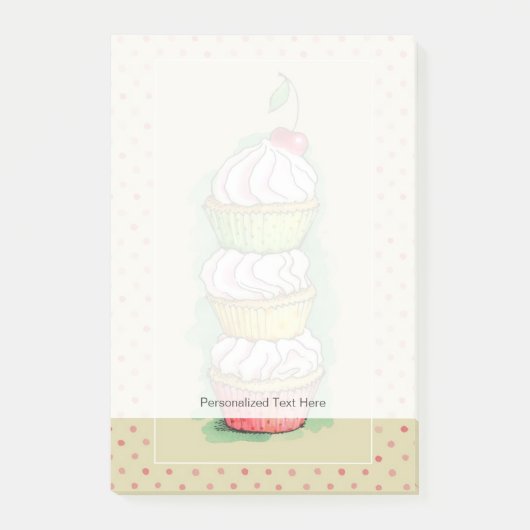 Waterverf cupcakes. Keukenillustratie. Post-it® Notes (Voorkant)