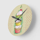 Waterverf cupcakes. Keukenillustratie. Ronde Klok (Hoek)