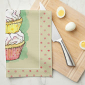 Waterverf cupcakes. Keukenillustratie. Theedoek (Quarter Fold)