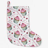 Waterverf cupcakes kleine kerstsok (Voorkant)