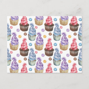Waterverf cupcakes kleurig briefkaart