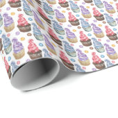 Waterverf cupcakes kleurig cadeaupapier (Rol Hoek)
