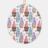 Waterverf cupcakes kleurig keramisch ornament (Links)