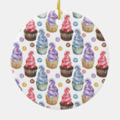 Waterverf cupcakes kleurig keramisch ornament (Achterkant)