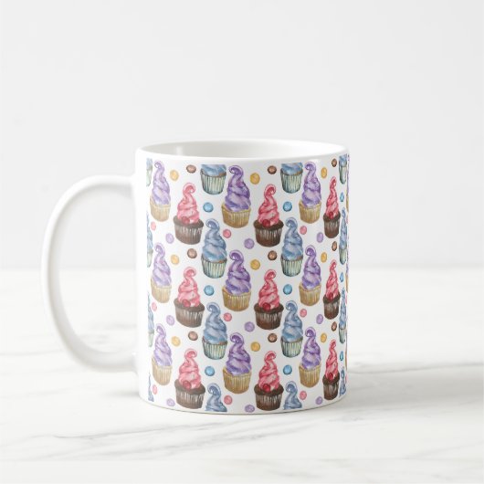 Waterverf cupcakes kleurig koffiemok (Links)