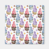 Waterverf cupcakes kleurig magneet (Voorkant)