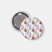 Waterverf cupcakes kleurig magneet (Voorkant / Achterkant)