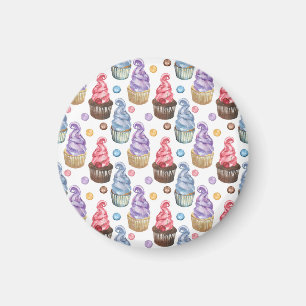 Waterverf cupcakes kleurig magneet