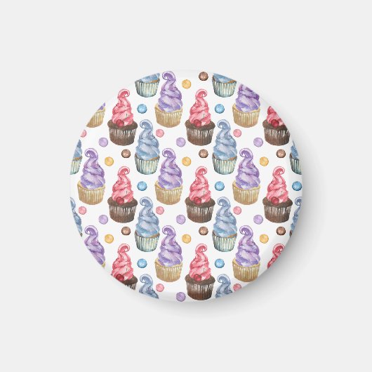 Waterverf cupcakes kleurig magneet (Voorkant)