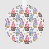 Waterverf cupcakes kleurig ornament (voorkant)