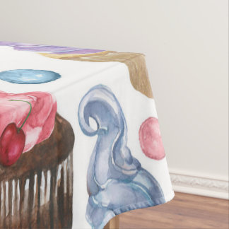 Waterverf cupcakes kleurig tafelkleed