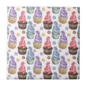 Waterverf cupcakes kleurig tegeltje (Voorkant)