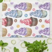 Waterverf cupcakes kleurig theedoek (Gevouwen)