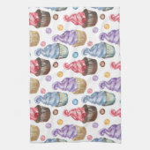 Waterverf cupcakes kleurig theedoek (Verticaal)