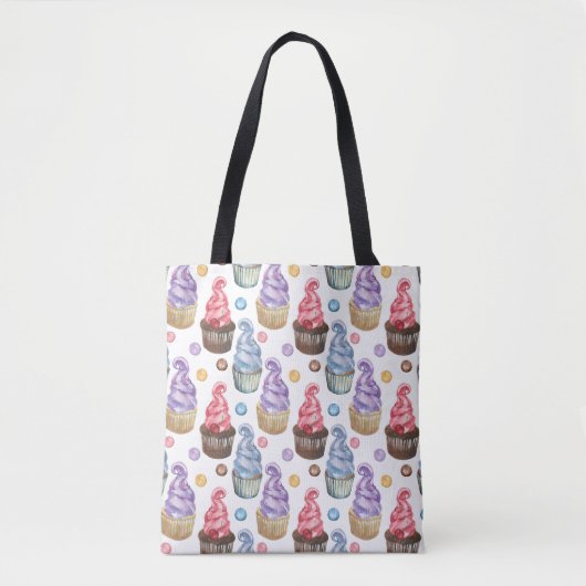 Waterverf cupcakes kleurig tote bag (Voorkant)
