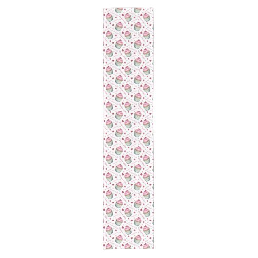 Waterverf cupcakes korte tafelloper (Voorkant)