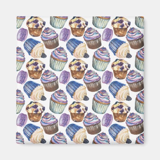 Waterverf cupcakes magneet (Voorkant)