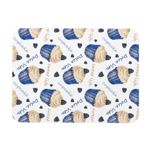 Waterverf cupcakes magneet (Horizontaal)