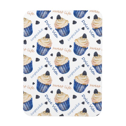 Waterverf cupcakes magneet (Verticaal)