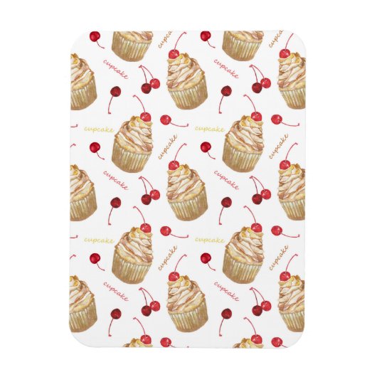 Waterverf cupcakes magneet (Verticaal)