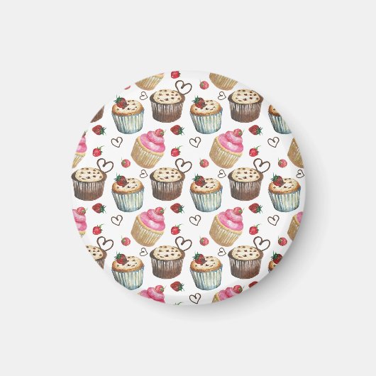 Waterverf cupcakes magneet (Voorkant)
