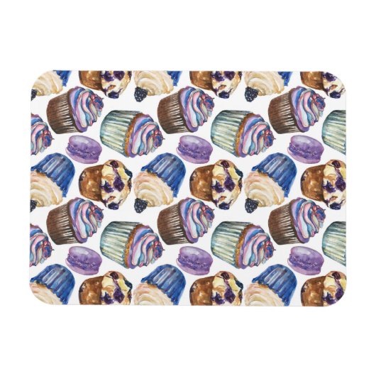 Waterverf cupcakes magneet (Horizontaal)