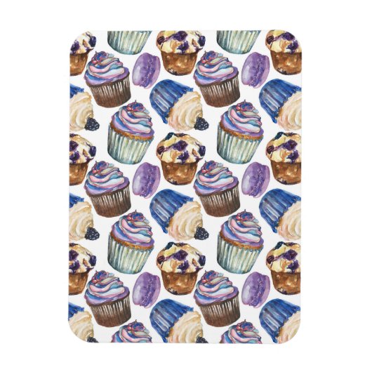 Waterverf cupcakes magneet (Verticaal)