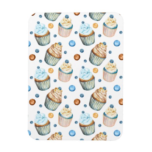 Waterverf cupcakes magneet (Verticaal)