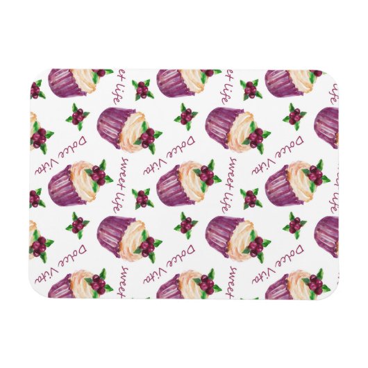 Waterverf cupcakes magneet (Horizontaal)