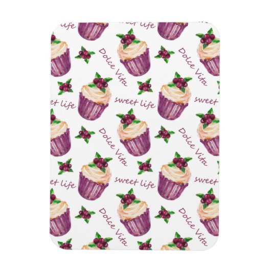 Waterverf cupcakes magneet (Verticaal)