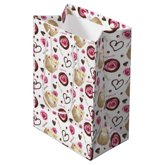 Waterverf cupcakes medium cadeauzakje (Voorkant Gekanteld)