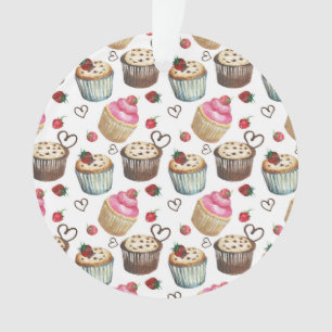 Waterverf cupcakes ornament