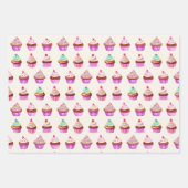 Waterverf Cupcakes Patroon Inpakpapier Vel (Voorkant 3)