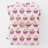 Waterverf Cupcakes Patroon Inpakpapier Vel (In situ)