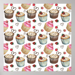 Waterverf cupcakes poster
