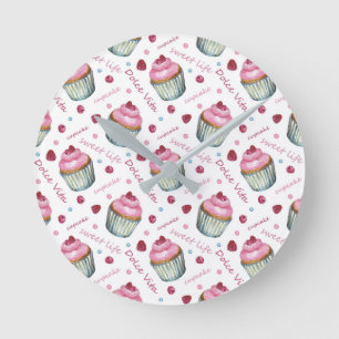 Waterverf cupcakes ronde klok
